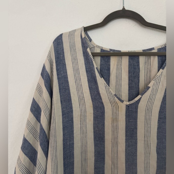 Jen’s Pirate Booty oversized beach coverup in blue and white stripe, M - Picture 3 of 4